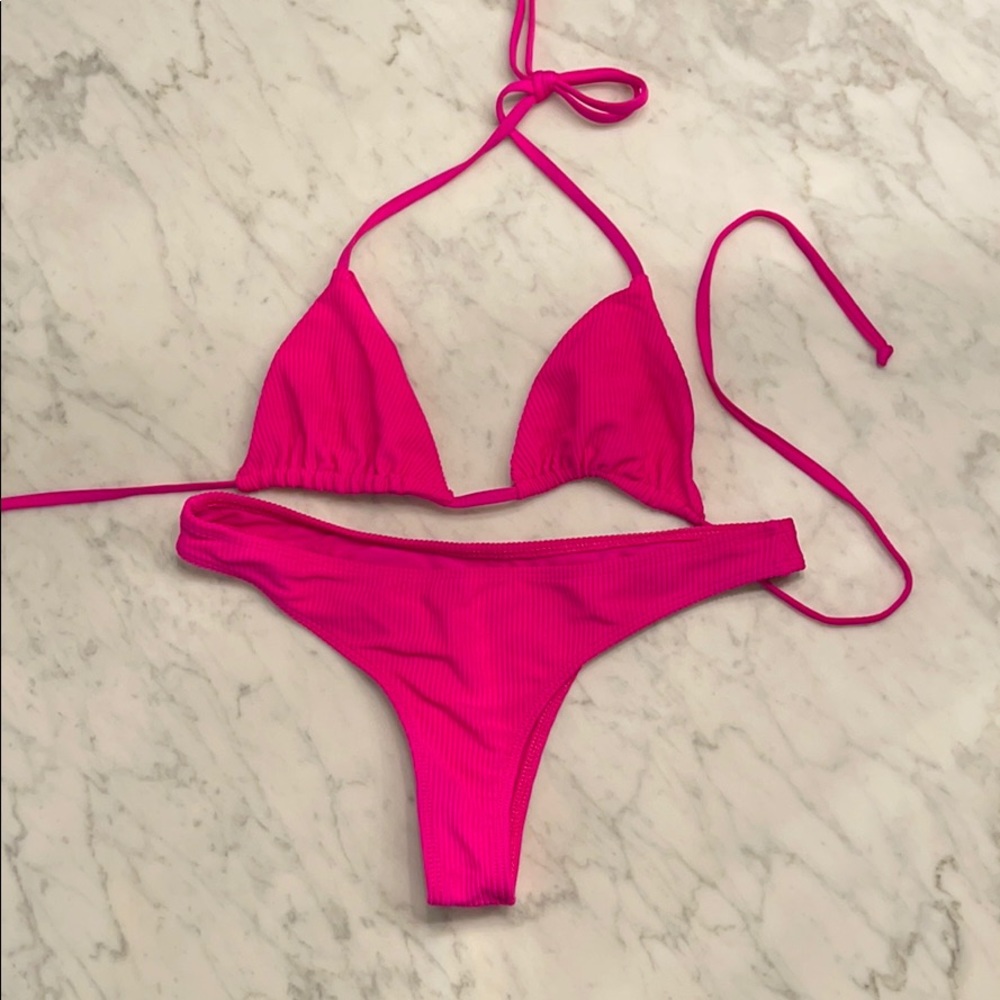 Hot Pink Ribbed Frankie’s Bikini